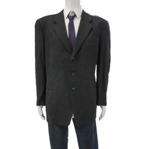 Armani Collezioni Mens Gray Geometric Wool Viscose Blazer Size 42